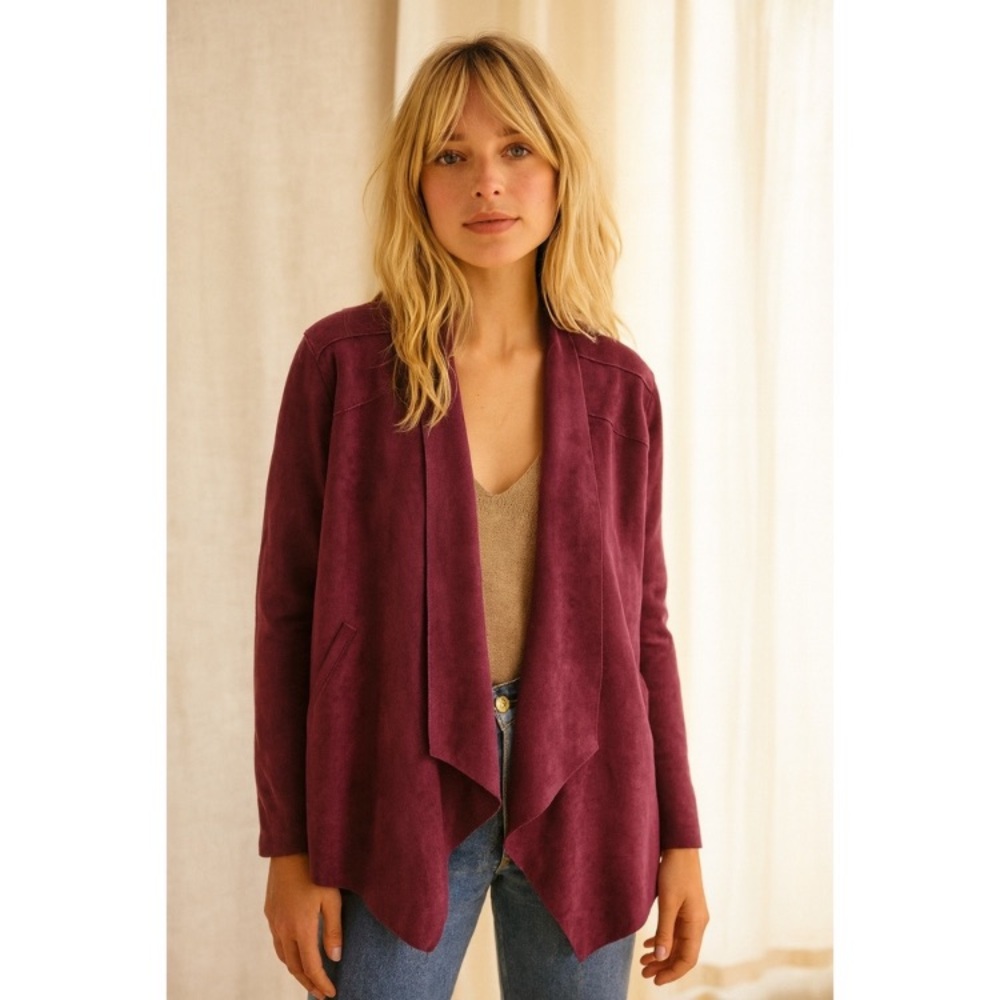 Blank NYC Faux Suede Burgundy Jacket Small